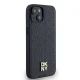DKNY iPhone 15 / 14 / 13 vāciņš Leather Monogram Metal Logo MagSafe, melns