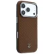 Mercedes Leather Semi Wrap Wood Effect MagSafe vāciņš iPhone 17 Pro, brūns