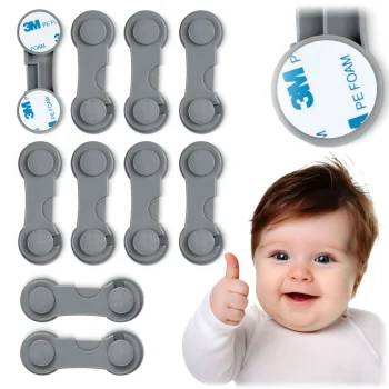 Ricokids 798301 skapīšu un atvilktņu drošības slēdzenes, 10 gab., pelēkas
