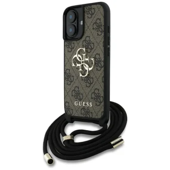 Guess 4G Big Logo Cord Strap Crossbody vāciņš Apple iPhone 16 Brūns