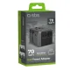 SBS Universal GaN 70W ceļojumu adapteris, 3x USB-C un 2x USB-A, melns