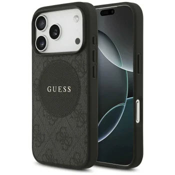 Guess 4G Circle Classic Logo MagSafe vāciņš iPhone 17 Pro, melns