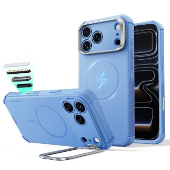 ESR Cyber Tough Kickstand MagSafe vāciņš priekš iPhone 18 Pro Max / 17 Pro Max, gaiši zils