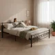 Metāla gulta 140x200 cm ar pamatnes līstēm ModernHome, melna