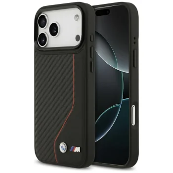 BMW M Carbon Line & Logo MagSafe vāciņš priekš iPhone 17 Pro Max, melns/sarkans