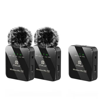Bezvadu piespraužamais mikrofons PULUZ PU3154B 2 TX + 1 RX