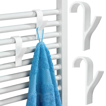 Pakaramie āķi vannas istabas radiatoram, 2 gab., balti