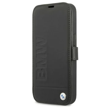 BMW Signature ādas vāciņš-grāmatiņa iPhone 13 mini, melns