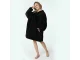 Silts hūdijs, džemperis-sega ar kapuci un kabatu, Melns | Oversized Warm Hoodie Sweatshirt Blanket for Men and Women