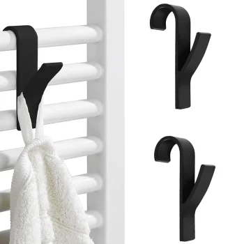 Dvieļu āķi vannas istabas radiatoram, 2 gab., melni