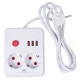 Maclean MCE387 W Pagarinātājs, 2 ligzdas, 3xUSB, 2500W, 1.5m, Balts