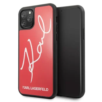 Karl Lagerfeld iPhone 11 Pro Max vāciņš Signature Glitter, sarkans