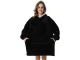 Silts hūdijs, džemperis-sega ar kapuci un kabatu, Melns | Oversized Warm Hoodie Sweatshirt Blanket for Men and Women