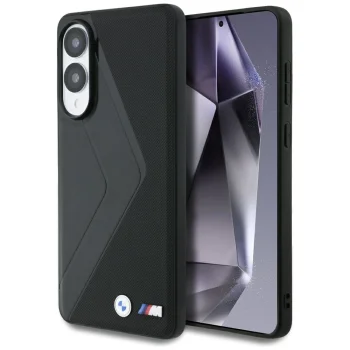 BMW Leather Oversized Stripes MagSafe vāciņš Samsung Galaxy S25 Edge, melns