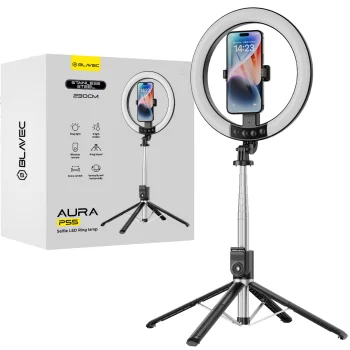 Blavec Aura Gredzenveida Riņķa Lampas LED Gaismas Komplekts ar Statīvu 2,3m un Telefona Turētāju | Ring Light...