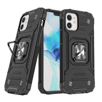 Wozinsky Ring Armor vāciņš iPhone 14 Plus ar gredzenu un statīvu, melns