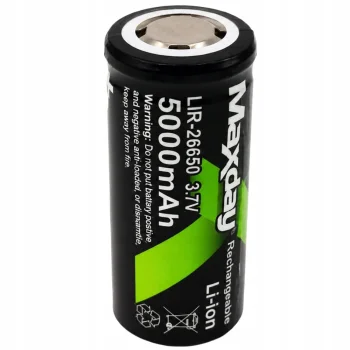 Litija jonu akumulators 26650 5000mAh 3.7V, 1 gab., melns