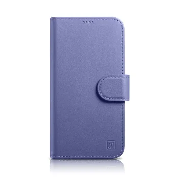 Atverams ādas vāciņš iCarer 2in1 iPhone 14 Pro ar RFID aizsardzību, gaiši violets