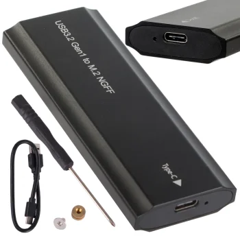 M.2 SATA NGFF cietā diska korpuss USB 3.1 Type-C 2230-2280mm, Melns