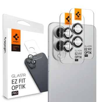Kameras aizsargstikls Spigen Optik Pro GLAS.TR Ez Fit, Samsung Galaxy S25 Edge, 2 gab., melns