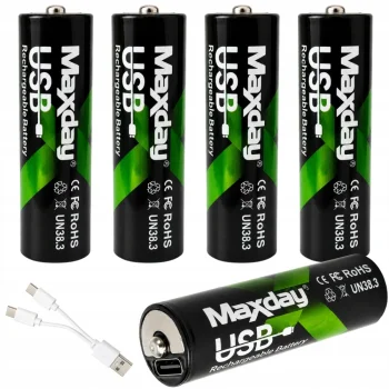 AA Li-Ion 1.5V 2200mWh uzlādējamas baterijas ar USB-C, 4 gab.
