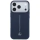 Mercedes Leather Semi Wrap Iconic Line MagSafe vāciņš iPhone 17 Pro, Navy Blue