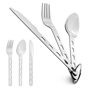 Tūrisma galda piederumu komplekts 3in1 SteelKIT Mountain Goat, sudraba
