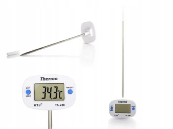 Digitāls Termometrs ar zondi un LCD Displeju priekš ēdieniem, gaļas, piena, mīklas u.t.t., Balts | Electronic...