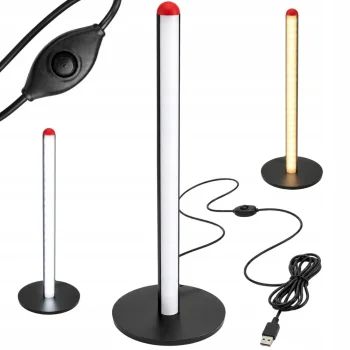 LED stāvlampa 50 cm, 3 gaismas krāsas, aptumšojama, melna