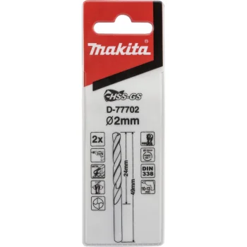 Makita D-77702 HSS-G metāla urbji 2,0 x 49 mm, 2 gab.