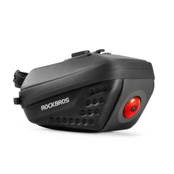 Rockbros C59 velosipēda sēdekļa soma ar aizmugurējo lukturi 250mAh, melna