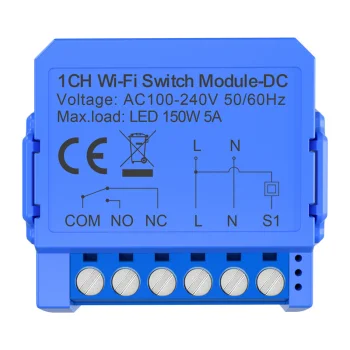 Avatto WSM16-DC-1 viedais 1 kanāla Wi-Fi slēdža modulis ar bezsprieguma DC kontaktu