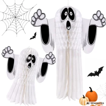 3D papīra spoks Halloween dekorācija, saliekams, balts