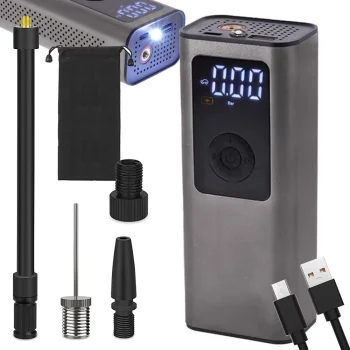Akumulatora sūknis velosipēda automašīnas elektriskajam kompresoram 10 bāru LCD displejs | Battery pump for...