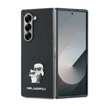 Karl Lagerfeld Saffiano Metal Pin vāciņš Samsung Galaxy Z Fold 6, melns
