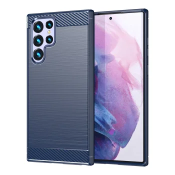 Hurtel Carbon silikona vāciņš Samsung Galaxy S23 Ultra zils