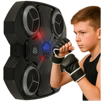 Boksa treniņu mērķis pie sienas ar Bluetooth, LED un USB, melns/pelēks