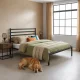 ModernHome metāla gultas rāmis ar līstēm 135x190 cm, melns