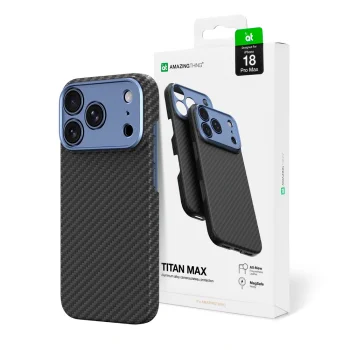 Vāciņš AmazingThing Titan Max Lens iPhone 18 Pro Max ar kameras aizsargu un MagSafe, zils