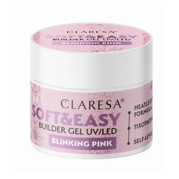 Claresa Soft&Easy Builder Gel būvējošais želeja, Blinking Pink, 45g