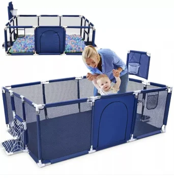 Lielā bērnu rotaļu manēža / laukums / sausais baseins 235x129cm, Zils | Safety Children's Playpen