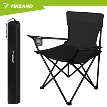 Trizand saliekamais makšķernieku krēsls ar somu, melns