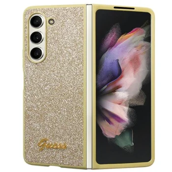 Guess Samsung Galaxy Z Fold 5 vāciņš Glitter Script, zelta
