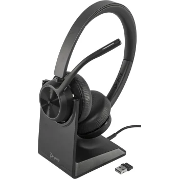 Plantronics HP Poly Voyager 4320 MS Stereo bezvadu austiņas ar statīvu, USB-C