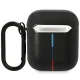 BMW AirPods 1 / 2 maciņš Leather Curved Line, melns