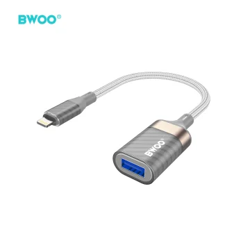 BWOO BZ70 OTG pāreja Lightning uz USB-A 0,18 m, pelēka