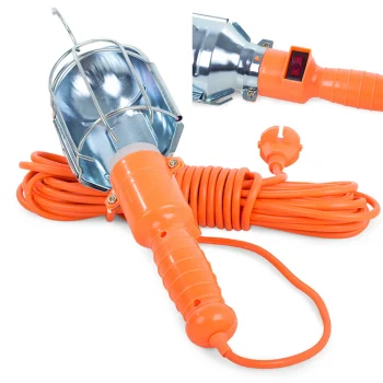 Darbnīcas lampa ar 10m vadu un āķi, 230V, oranža