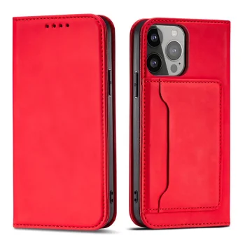 Samsung Galaxy A34 (SM-A346) Magnet Card Pouch Wallet Book Case Cover, Red | Telefona Vāciņš Maciņš Apvalks...