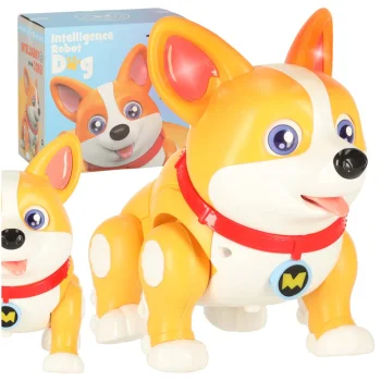 Interaktīvs robots suns Corgi ar gaismu un mūziku, gaiši brūns/balts