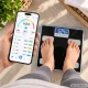 Viedie elektroniskie diagnostiskie vannas istabas svari ar Bluetooth 180 kg, melni